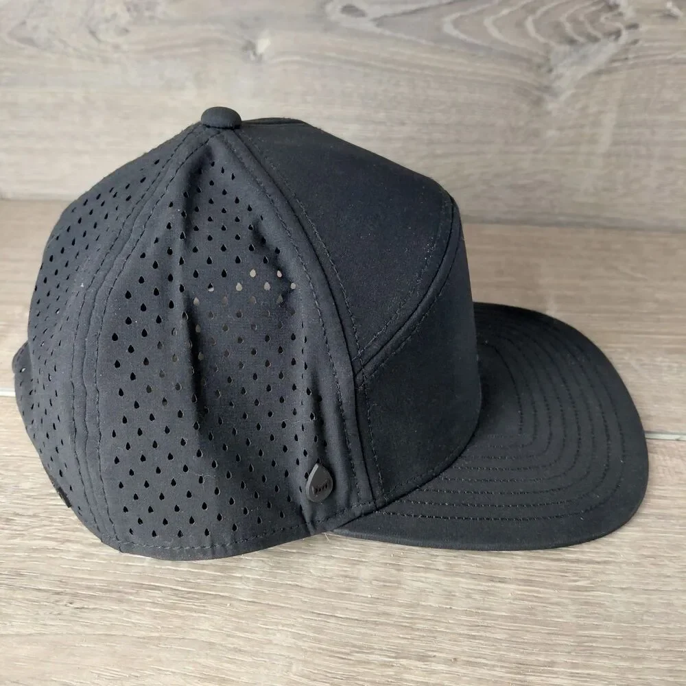 Melin Trenches Icon Hydro Snapback Hat Cap Black Performance Baseball Golf Hat
